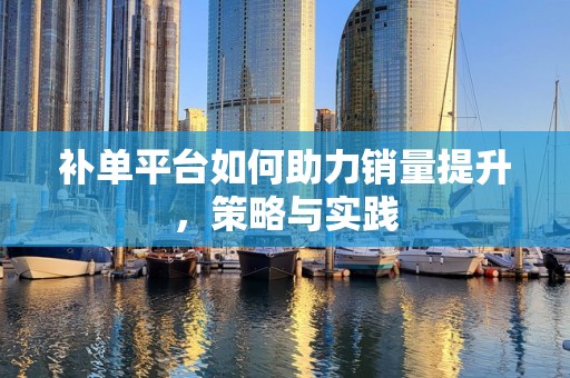 补单平台如何助力销量提升，策略与实践