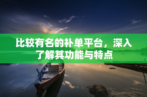 比较有名的补单平台，深入了解其功能与特点