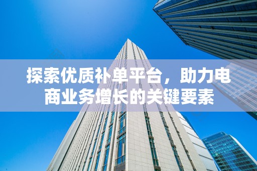 探索优质补单平台，助力电商业务增长的关键要素