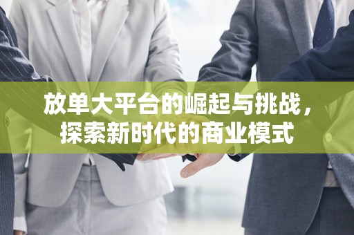 放单大平台的崛起与挑战，探索新时代的商业模式