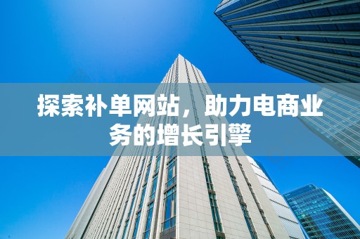 探索补单网站，助力电商业务的增长引擎