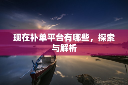 现在补单平台有哪些，探索与解析