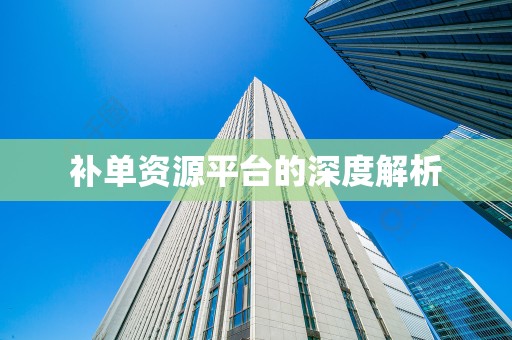 补单资源平台的深度解析