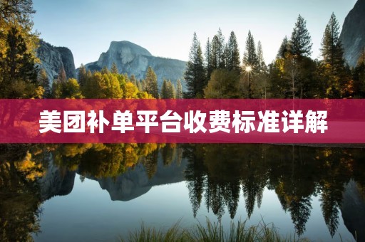 美团补单平台收费标准详解