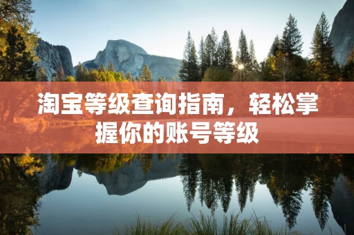淘宝等级查询指南，轻松掌握你的账号等级