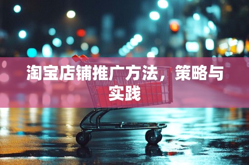 淘宝店铺推广方法，策略与实践