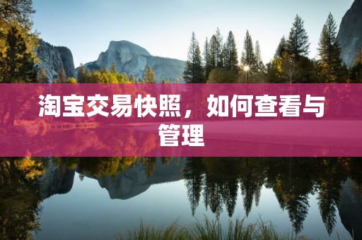 淘宝交易快照，如何查看与管理
