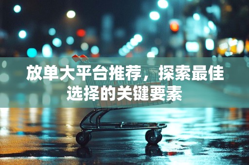 放单大平台推荐，探索最佳选择的关键要素