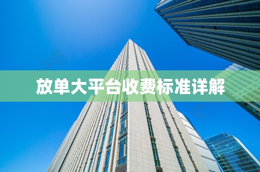 放单大平台收费标准详解