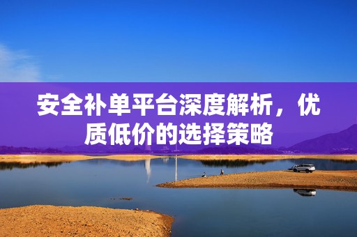 安全补单平台深度解析，优质低价的选择策略