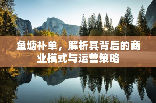 鱼塘补单，解析其背后的商业模式与运营策略