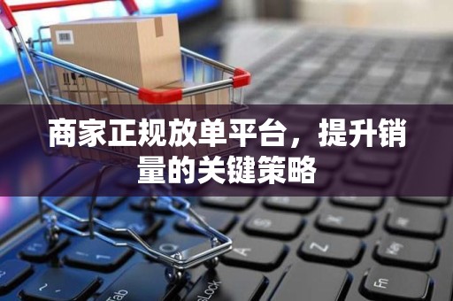 商家正规放单平台，提升销量的关键策略