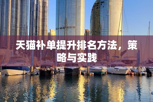 天猫补单提升排名方法，策略与实践