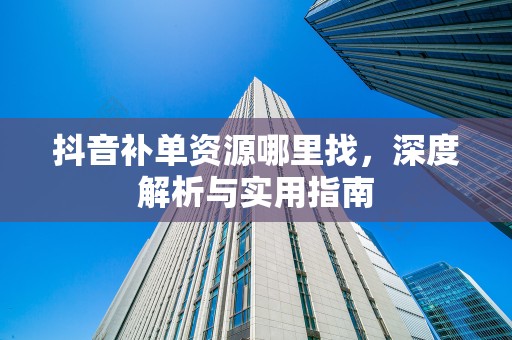 抖音补单资源哪里找，深度解析与实用指南