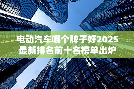 电动汽车哪个牌子好2025最新排名前十名榜单出炉