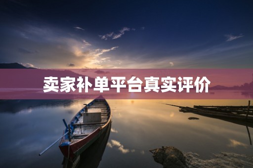 卖家补单平台真实评价