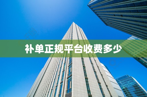 补单正规平台收费多少