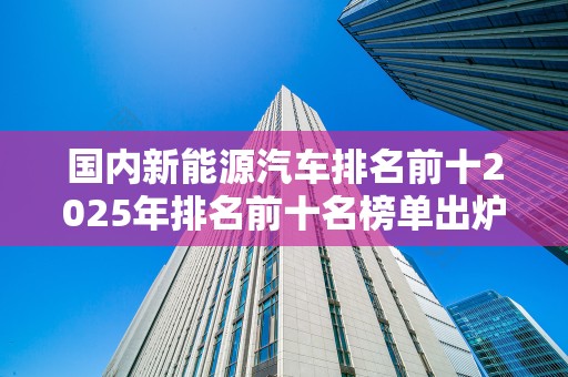 国内新能源汽车排名前十2025年排名前十名榜单出炉