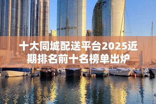 十大同城配送平台2025近期排名前十名榜单出炉