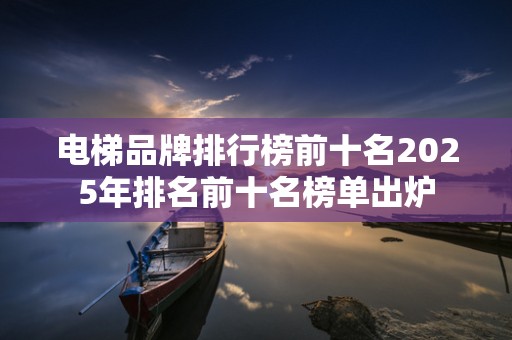电梯品牌排行榜前十名2025年排名前十名榜单出炉