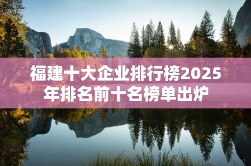 福建十大企业排行榜2025年排名前十名榜单出炉