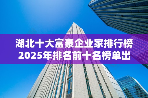 湖北十大富豪企业家排行榜2025年排名前十名榜单出炉