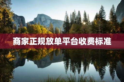 商家正规放单平台收费标准
