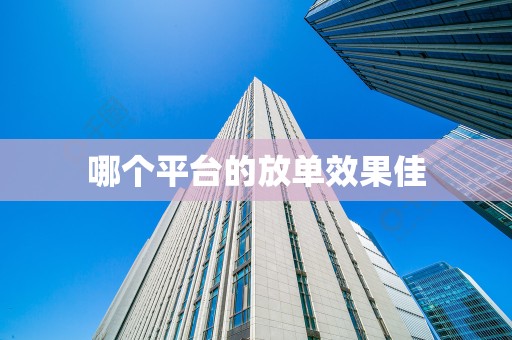 哪个平台的放单效果佳