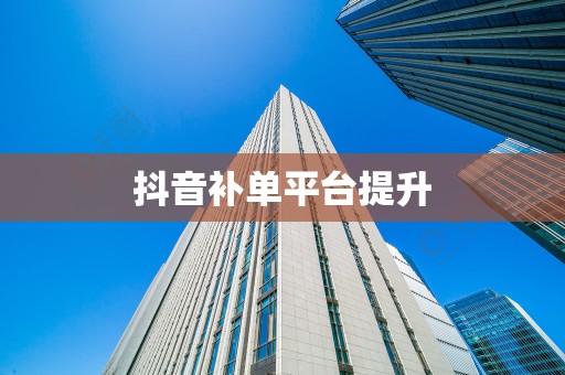 抖音补单平台提升