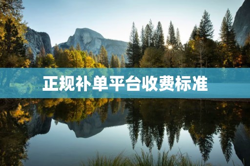 正规补单平台收费标准
