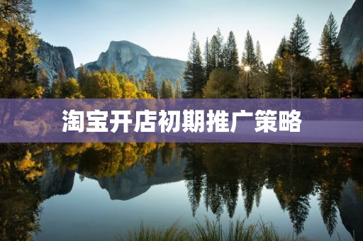 淘宝开店初期推广策略