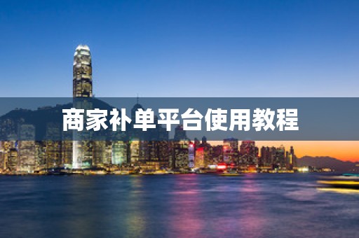 商家补单平台使用教程