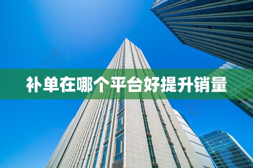 补单在哪个平台好提升销量