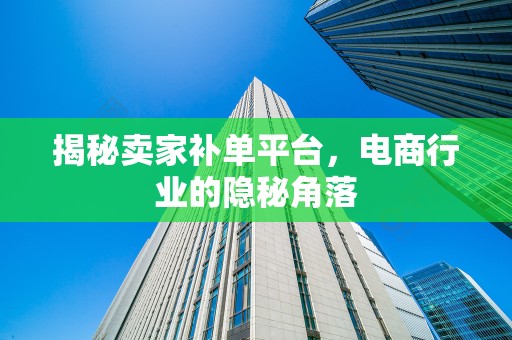 揭秘卖家补单平台，电商行业的隐秘角落