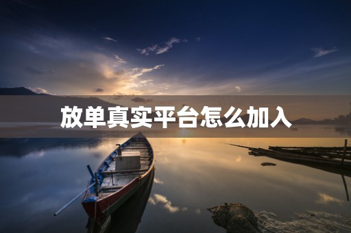 放单真实平台怎么加入