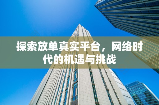 探索放单真实平台，网络时代的机遇与挑战