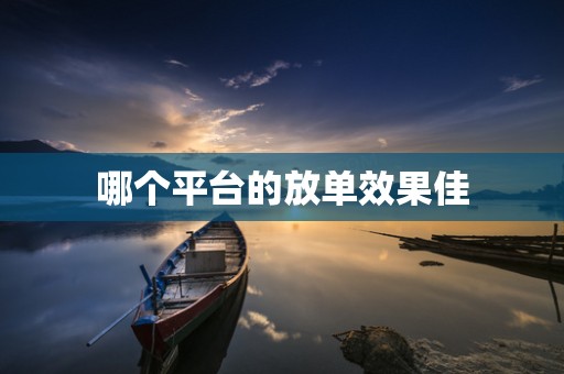哪个平台的放单效果佳