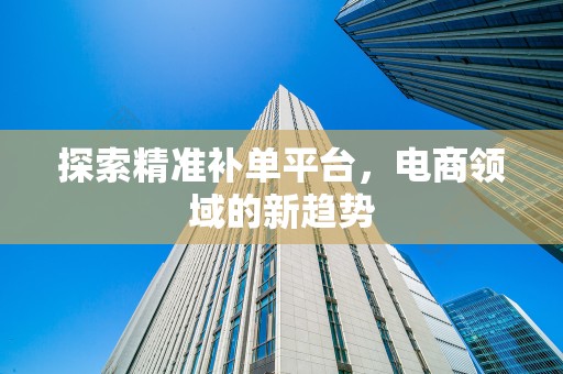 探索精准补单平台，电商领域的新趋势
