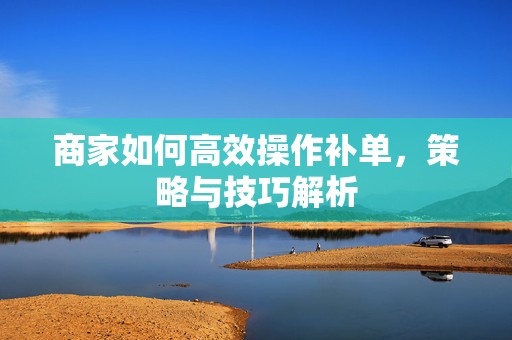 商家如何高效操作补单，策略与技巧解析