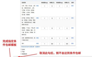 淘宝开店运费模板